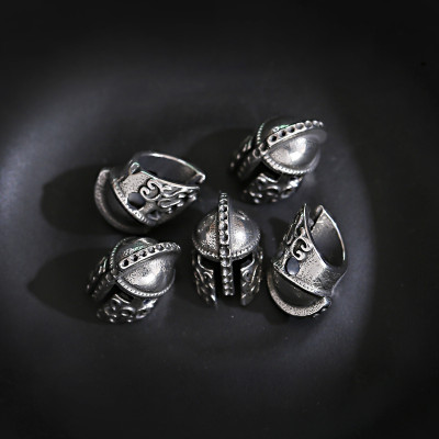 Bead knight's helmet decorated with surgical steel ornament