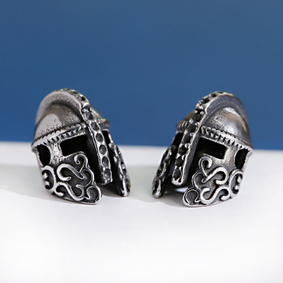 Bead knight's helmet decorated with surgical steel ornament