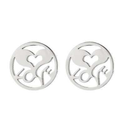 Patty earrings with a heart and the inscription Love surgical steel