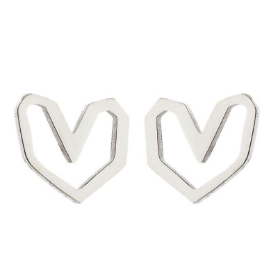Irregular heart surgical steel earrings