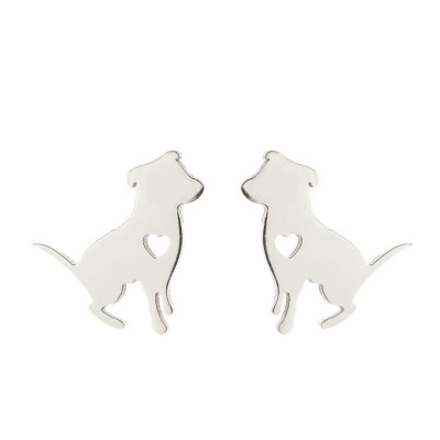 Dog earrings with heart surgical steel