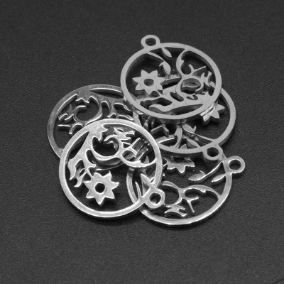 Pendant blooming flower surgical steel