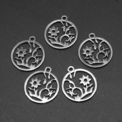 Pendant blooming flower surgical steel