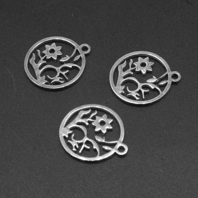 Pendant blooming flower surgical steel