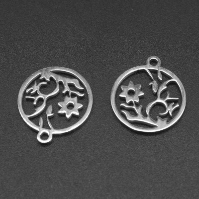 Pendant blooming flower surgical steel