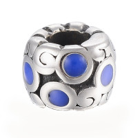 Bead with blue enamel made of surgical steel