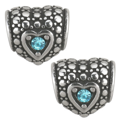 Heart bead with surgical steel Light Siam