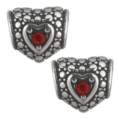 Heart bead with surgical steel Light Siam