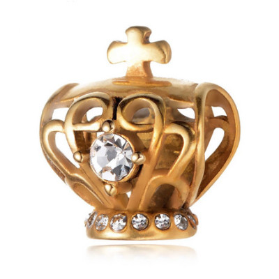 Bead crown with rhinestone made of surgical steel two color variants