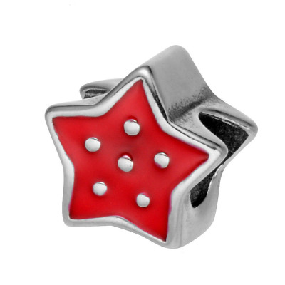 Five-pointed bead with polka dots made of surgical steel