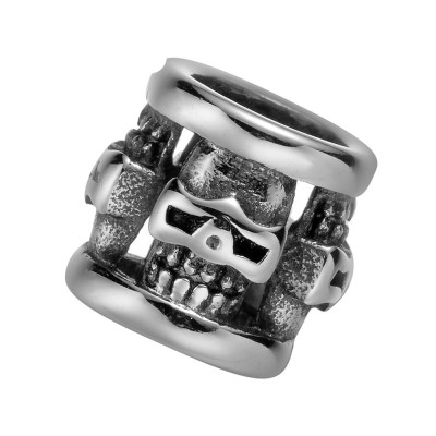 Large bead pruned with surgical steel skulls
