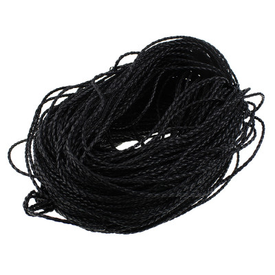 PU cord black glossy braided 3mm