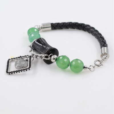 Náramek a náušnice ze smaragdového achátu chirurgická ocel