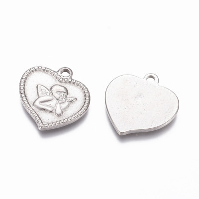 Heart pendant with surgical steel angel
