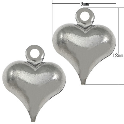 Hollow surgical steel heart pendant