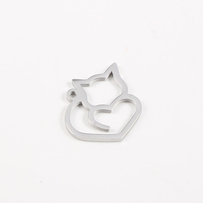 Cat pendant three color variants of surgical steel