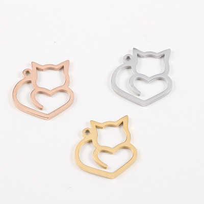 Cat pendant three color variants of surgical steel