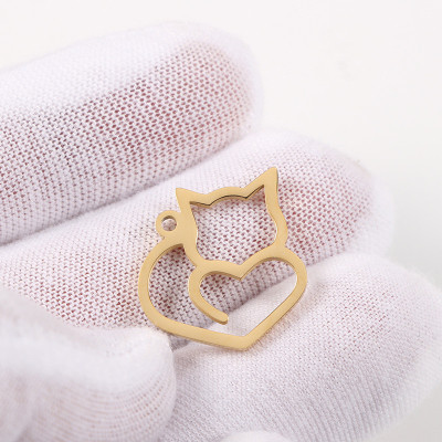 Cat pendant three color variants of surgical steel