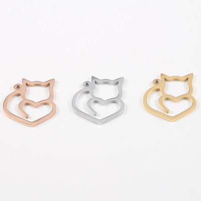 Cat pendant three color variants of surgical steel