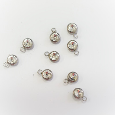 Pendant with rival Preciosa color Crystal AB surgical steel