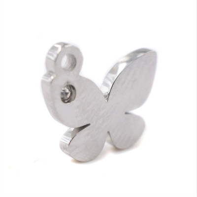 Bow tie pendant with surgical steel chaton