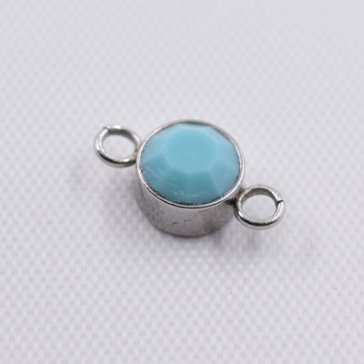 Circle-shaped bowl connector with Turquiose surgical steel chaton