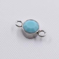 Circle-shaped bowl connector with Turquiose surgical steel chaton