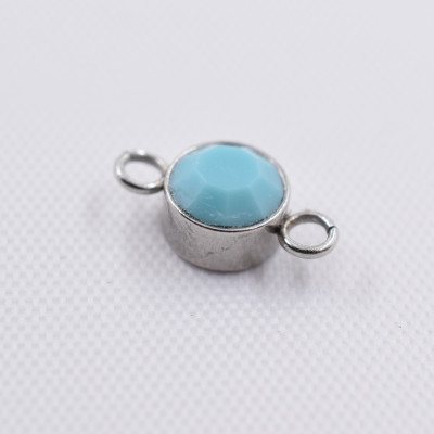 Circle-shaped bowl connector with Turquiose surgical steel chaton