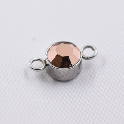 Konektor miska ve tvaru kruhu se šatonem barvy Crystal Capri gold z chirurgické oceli