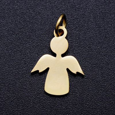 Angel pendant with a connecting ring made of surgical steel