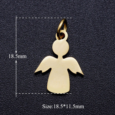 Angel pendant with a connecting ring made of surgical steel