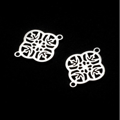 Connector ornament with surgical steel flowers in two color combinations