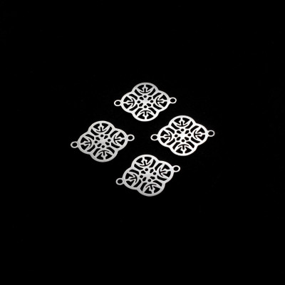 Konektor ornament s květy z chirurgické oceli ve dvou barevných kombinacích