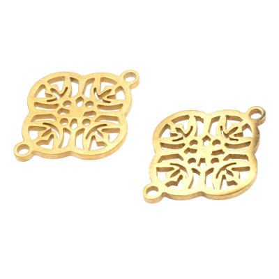 Connector ornament with surgical steel flowers in two color combinations