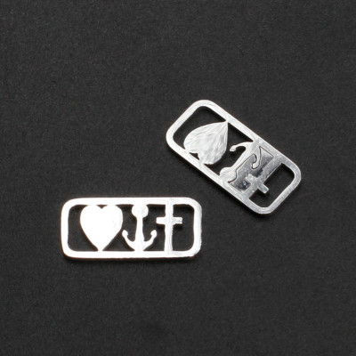 Connector plate with heart cross and anchor made of surgical steel two color combinations