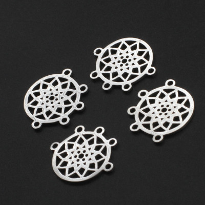 Flower of life connector with five eyelets surgical steel two color combinations