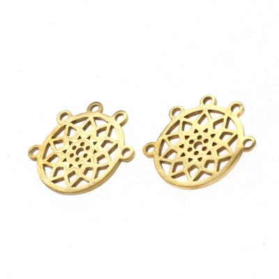 Flower of life connector with five eyelets surgical steel two color combinations