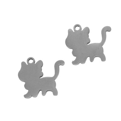 Kitten pendant two color variants surgical steel
