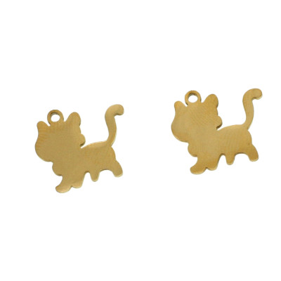 Kitten pendant two color variants surgical steel