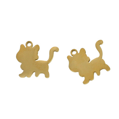 Kitten pendant two color variants surgical steel