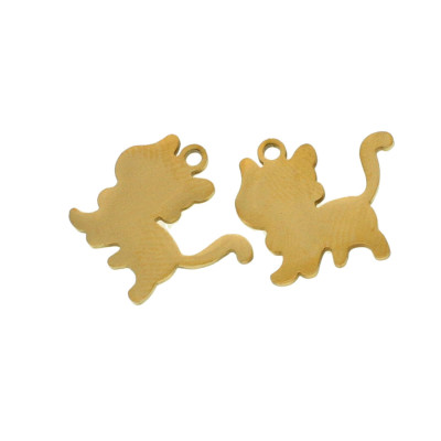 Kitten pendant two color variants surgical steel