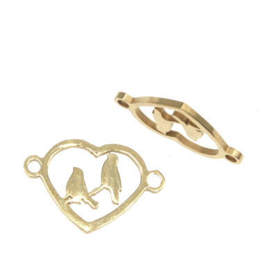 Connectors birds on a twig two color variants of surgical steel