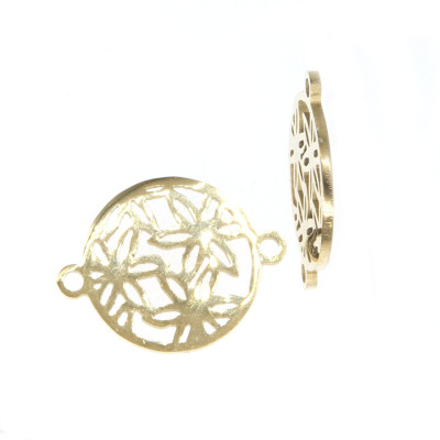 Connector circle with flowers two color variants surgical steel