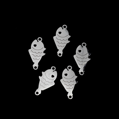 Connector fish with scales two color variants surgical steel