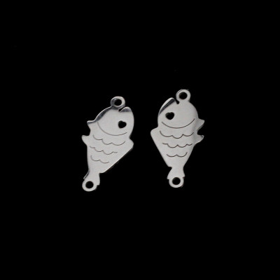 Connector fish with scales two color variants surgical steel