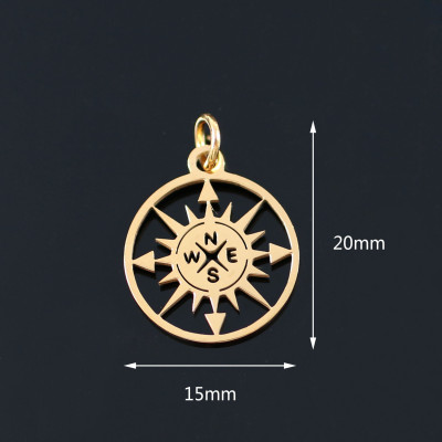 Compass pendant two color variants surgical steel