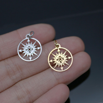 Compass pendant two color variants surgical steel