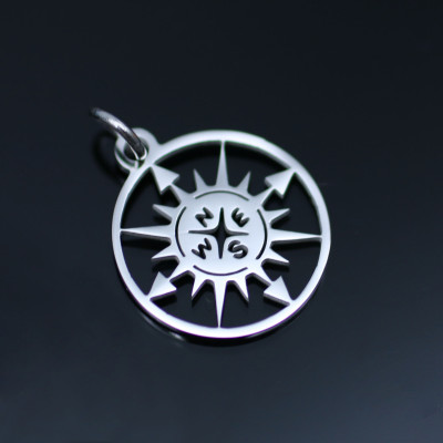 Compass pendant two color variants surgical steel