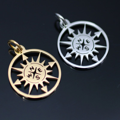 Compass pendant two color variants surgical steel