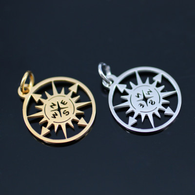 Compass pendant two color variants surgical steel